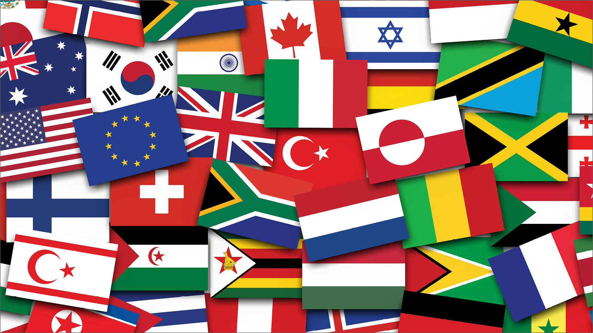 Collage of flags of various countries