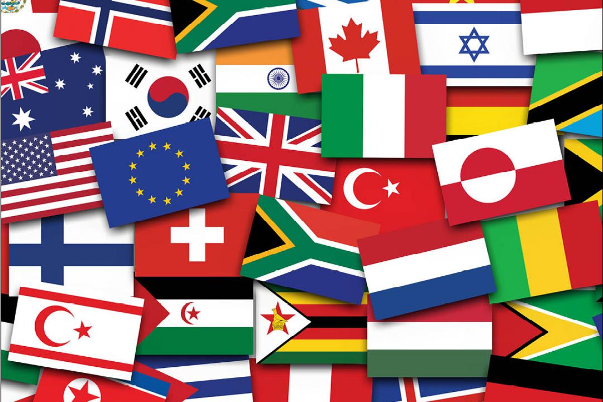 Collage of flags of various countries